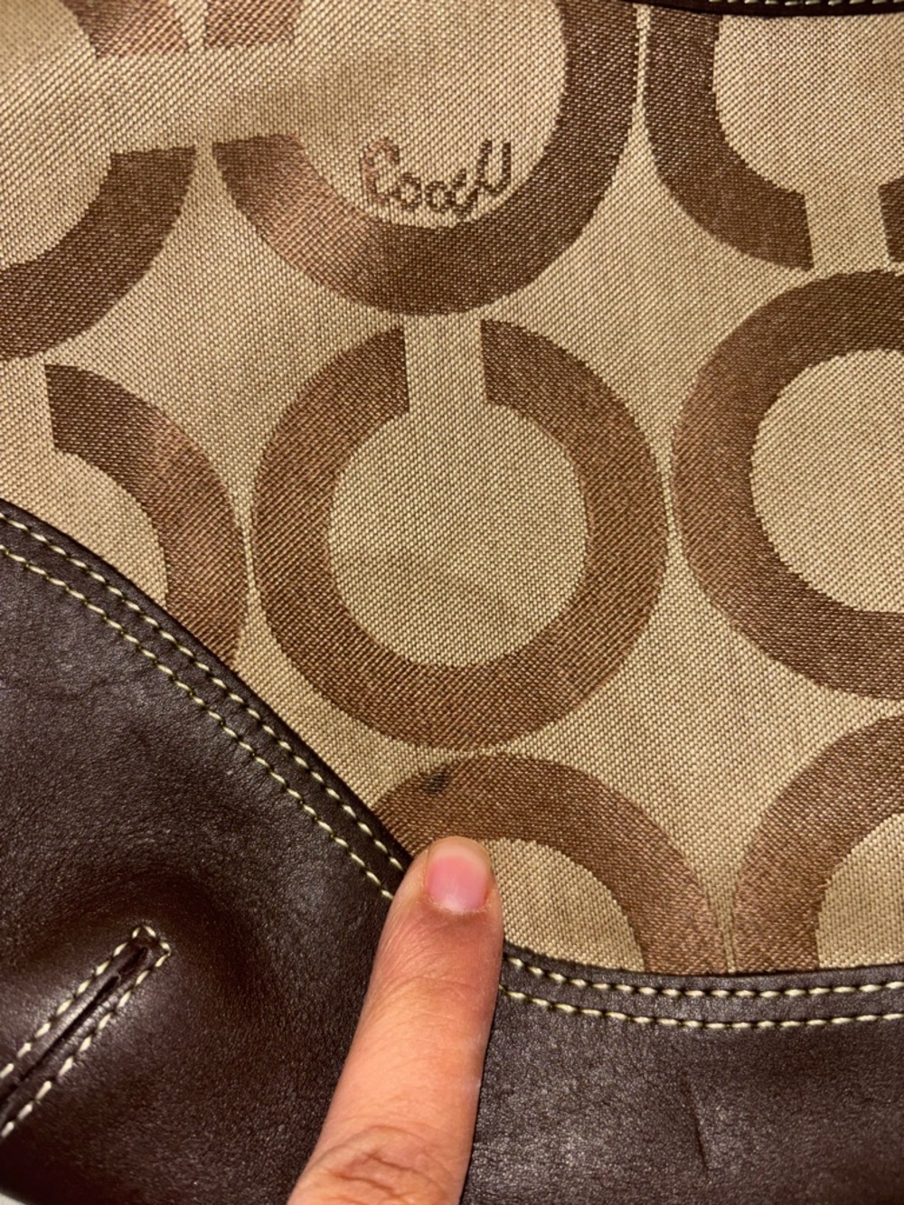 Vintage Coach Signature C Monogram Hobo Rounded Shoulder Bag Y2k Brown - Picture 2 of 4